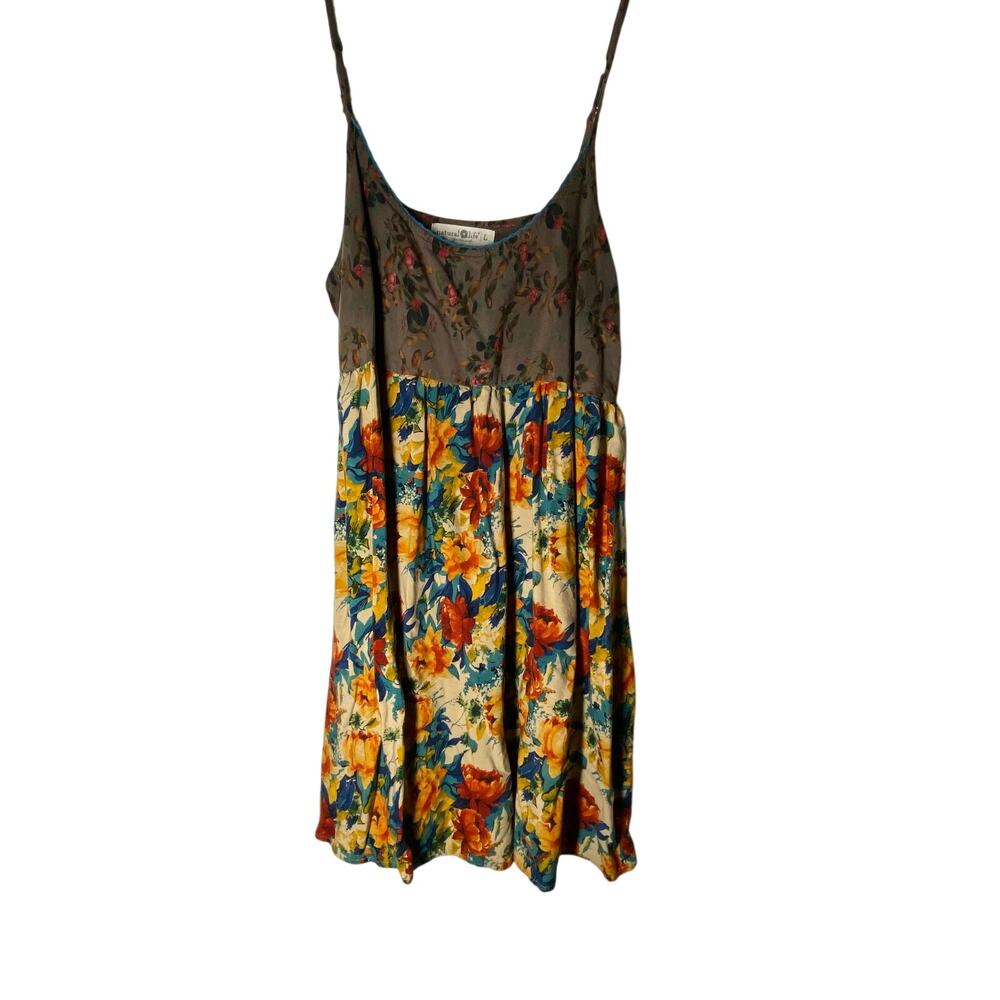 Natural Life Gigi Mini Dress Women’s Large 100% Rayon Boho Floral Casual - Picture 2 of 8